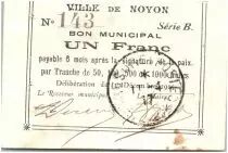 Frankreich 1 Franc Noyon City - 1915