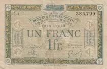 Frankreich 1 Franc Regie des chemins de Fer - 1923 - Serial C.9