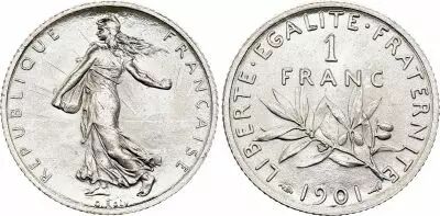 Frankreich 1 Franc Semeuse - 1901 - Silver