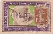 Frankreich 1 Franc Solidarity Bond with stamp - 1941-1942 - Serial B