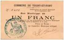 Frankreich 1 Franc Tugny-Et-Pont City - 1914