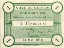 Frankreich 1 Franc Vertus City - 1916
