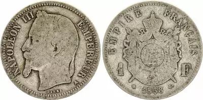 Frankreich 1 Francs Napoleon III - 1868 A Paris