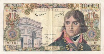 Frankreich 10,000 Francs - Bonaparte - June 5, 1958 - Series L.128