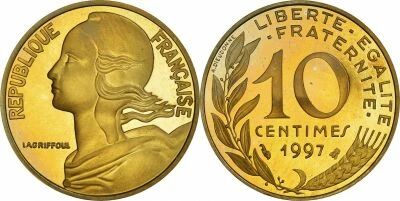 Frankreich 10 Centimes Marianne - 1997 - Proof