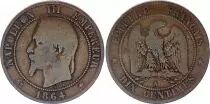 Frankreich 10 Centimes Napoleon III Laureate head - 1864 A Paris - G to Fine - KM.798.1