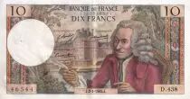 Frankreich 10 Francs  - Voltaire - 02-01-1969 - Serial D.458 - XF to AU - P.147