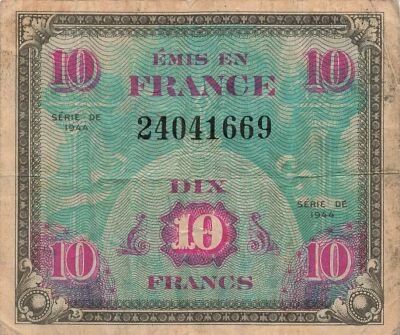 Frankreich 10 Francs - Allied Military Currency - 1944 - No Serial
