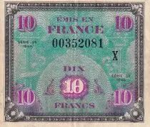 Frankreich 10 Francs - Allied Military Currency - Flag - 1944 - Serial X - VF to XF - P.116
