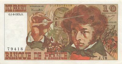 Frankreich 10 Francs - Berlioz - 01-08-1974 - Serial J.78
