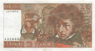 Frankreich 10 Francs - Berlioz - 03-03-1977 - Serial D.295
