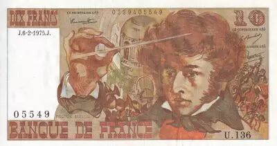 Frankreich 10 Francs - Berlioz - 06-02-1975 - Serial U.136 - P.45