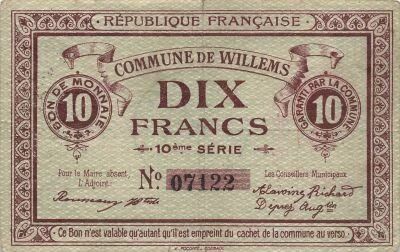 Frankreich 10 Francs - City of Willems - 10th Serial