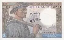 Frankreich 10 Francs - Miner - 1941 - Serial U.3 - UNC - P.99