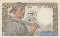 Frankreich 10 Francs - Miner - 26-11-1942 - Serial W.26