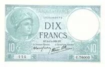 Frankreich 10 Francs - Minerva - 05.11.1939 - S�rie U.76003 - Fay.07.14