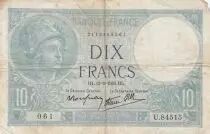 Frankreich 10 Francs - Minerva - 19-06-1941 - Serial U.84515