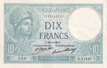 Frankreich 10 Francs - Minerva - 24-04-1928 - Serial G.51547 - P.73