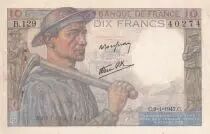Frankreich 10 Francs - Minor - 09-01-1947 - Serial B.129 -  P.99