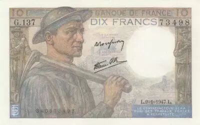 Frankreich 10 Francs - Minor - 09-01-1947 - Serial G.137