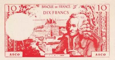 Frankreich 10 Francs - Voltaire - Billet scolaire - 1964