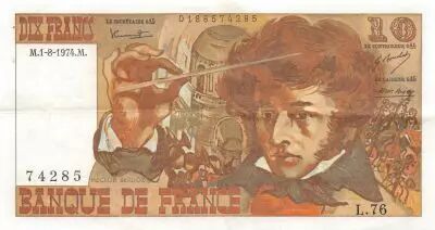 Frankreich 10 Francs Berlioz - 01-08-1974 Serial L.76 - VF+