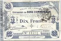 Frankreich 10 Francs Cambrai City - 1914
