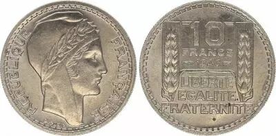 Frankreich 10 Francs Laureate head - 1946