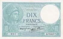 Frankreich 10 Francs Minerva - 24-10-1940 - Serial R.78437