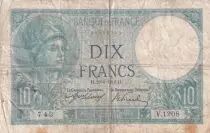 Frankreich 10 Francs Minerva - Serial V.1208 - 29-06-1916 - P73a