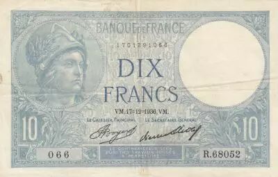 Frankreich 10 Francs Minerve 17-12-1936 - Serial R.68052