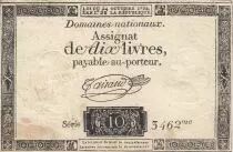 Frankreich 10 Livres - Watermark Fleur de Lys - 24-10-1792 - Sign. Taisaud - Serial 3462