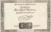 Frankreich 10 Livres - Watermark Fleur de Lys - 24-10-1792 - Sign. Taisaud - Serial 932