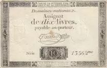 Frankreich 10 Livres - Watermark Republique -  French Revolution - 24-10-1792 - Serial 13562