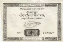 Frankreich 10 Livres - Watermark Republique -  French Revolution - 24-10-1792 - Serial 14796