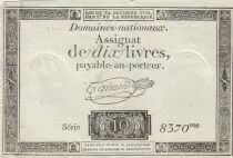 Frankreich 10 Livres - Watermark Republique -  French Revolution - 24-10-1792 - Serial 8370