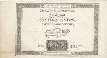 Frankreich 10 Livres Black - Watermark Fleur de Lys - (16-12-1791) - Sign. Taisaud - Serial 503