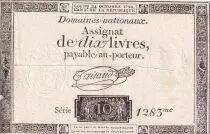 Frankreich 10 Livres Black - Watermark Fleur de Lys - (24-10-1792) - Sign. Taisaud - Serial 1283 - P. A.66