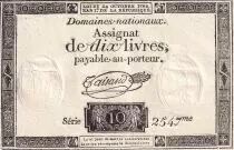 Frankreich 10 Livres Black - Watermark Fleur de Lys - (24-10-1792) - Sign. Taisaud - Serial 2547 - P. A.66