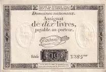 Frankreich 10 Livres Black - Watermark Fleur de Lys - (24-10-1792) - Sign. Taisaud - Serial 3285 - P. A.66