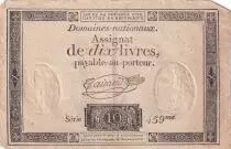 Frankreich 10 Livres Black - Watermark Fleur de Lys - (24-10-1792) - Sign. Taisaud - Serial 459