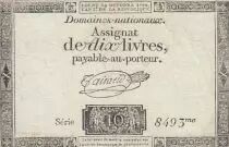 Frankreich 10 Livres Black - Watermark fleur de Lys - (24-10-1792) - Sign. Taisaud - Serial 8493