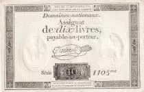 Frankreich 10 Livres Black - Watermark Republique - (16-12-1791) - Sign. Taisaud - Serial 1105 - P. A.66