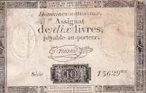 Frankreich 10 Livres Black - Watermark Republique - (24-10-1792) - Sign. Taisaud - Serial 15629 - P. A.66