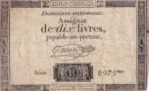 Frankreich 10 Livres Black Watermark Republique (24-10-1792) - F - French Revolution