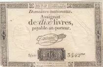 Frankreich 10 Livres Black Watermark Republique (24-10-1792) - French Revolution