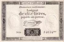 Frankreich 10 Livres Black Watermark Republique (24-10-1792) - Serial 14624 -- French Revolution