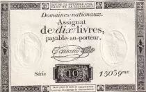 Frankreich 10 Livres Black Watermark Republique (24-10-1792) - Serial 15039-- French Revolution