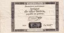 Frankreich 10 Livres Black Watermark Republique (24-10-1792) - Sign. Taisaud - Serial 14301