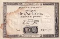 Frankreich 10 Livres Black Watermark Republique (24-10-1792) - VF + - French Revolution